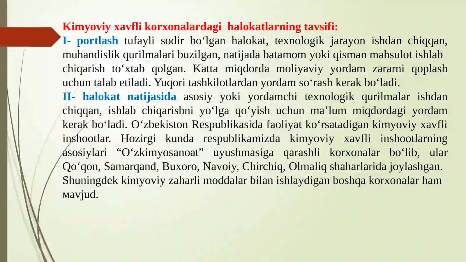 Kimyoviy xavfli ob'ektlardagi avariya 3