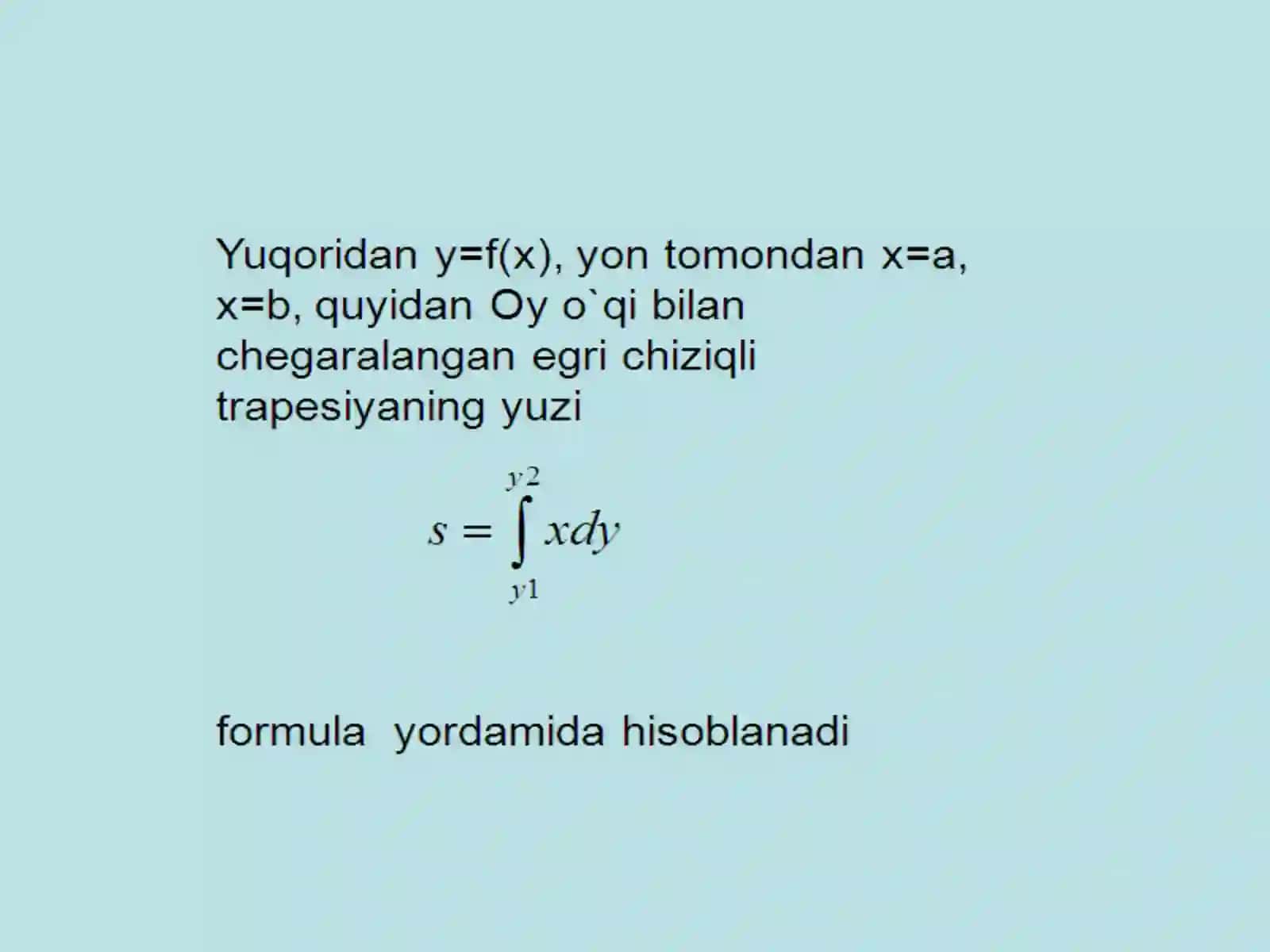 Aniq integralni yuza hisoblashga tadbiqi 3