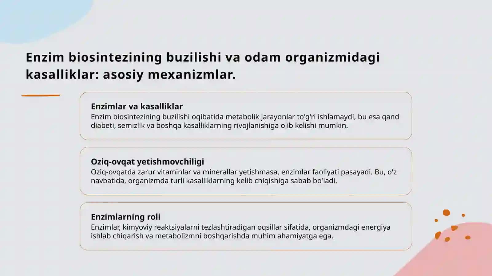 Fermentlarning biosintezini buzilishi 3
