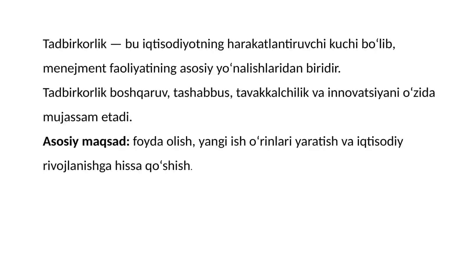 TADBIRKORLIK SHAKLLARI VA UNI TASHKIL ETISH 3