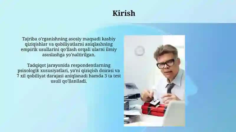 Kasbiy qiziqish va layoqatni eksperimental oʻrganish 3