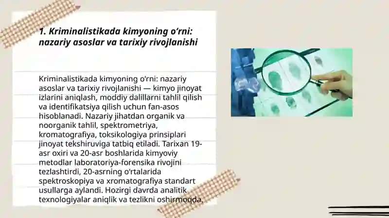 Kriminalistikada kimyoning oʻrni 3