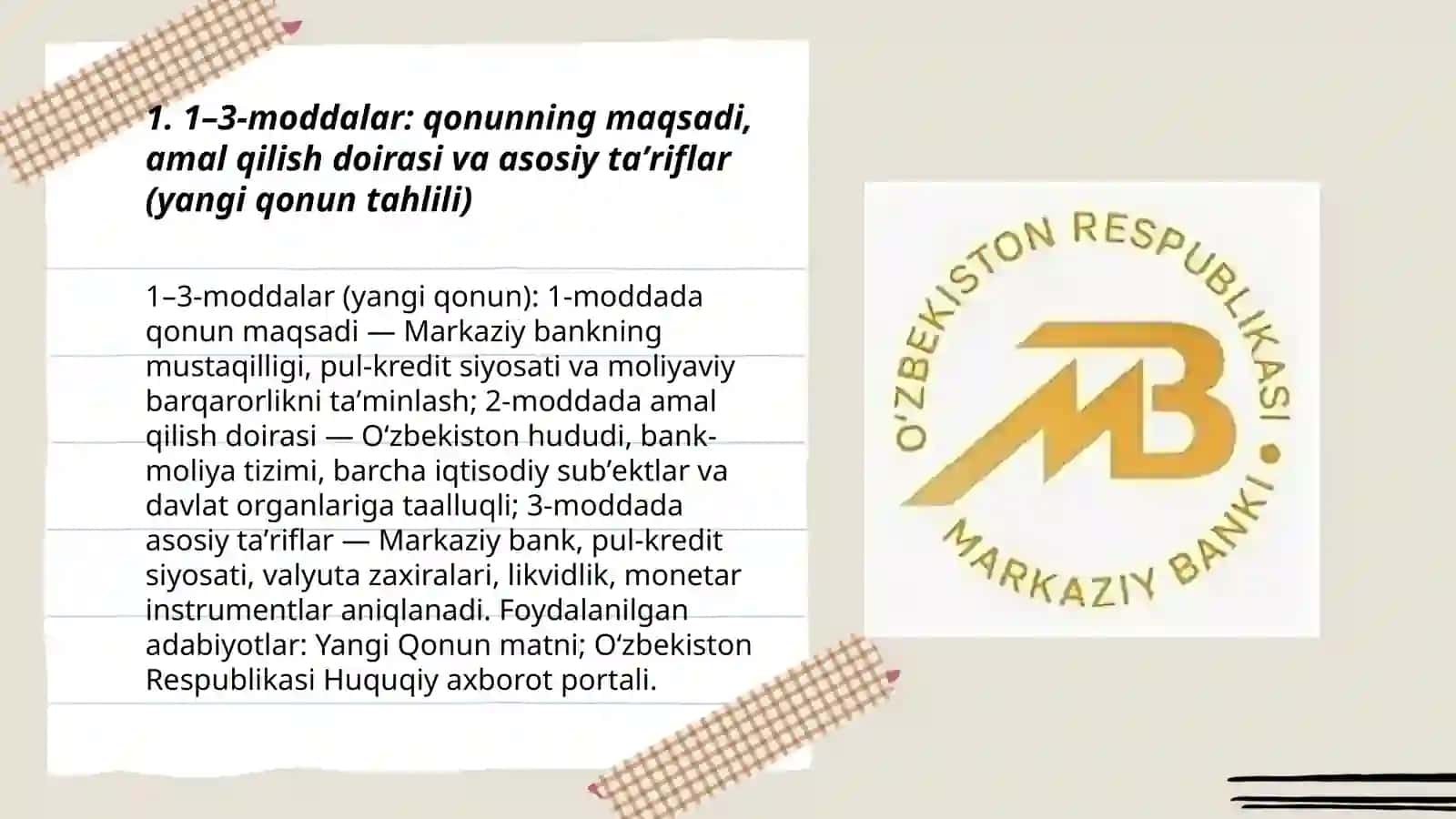 Markaziy Bank to'g'risidagi qonun 3
