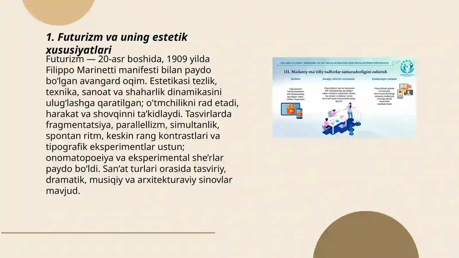 Avangarlik maktabi tarmoqlari va ularga xos xususiyatlar 3
