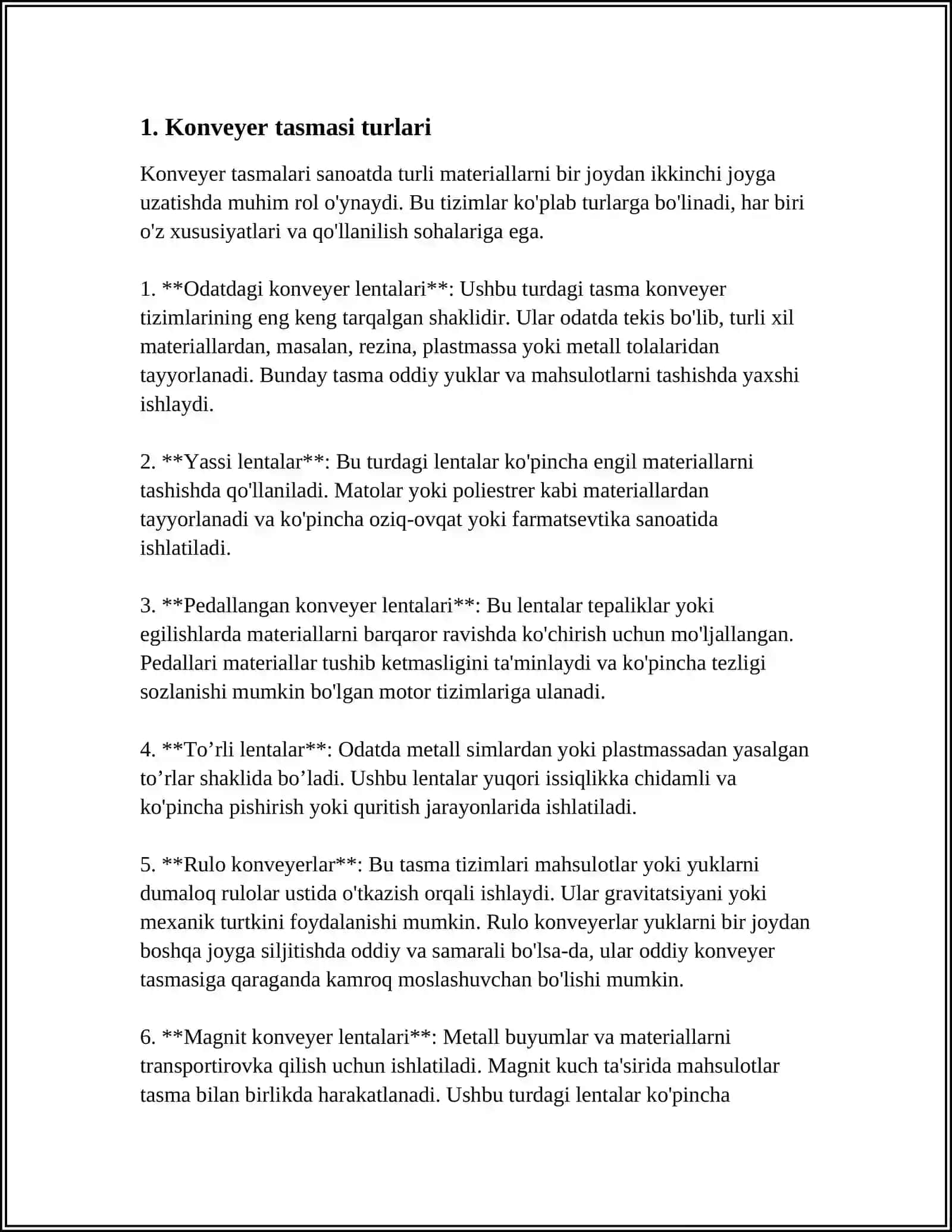 KONVEYER TASMASI TURLARI 3