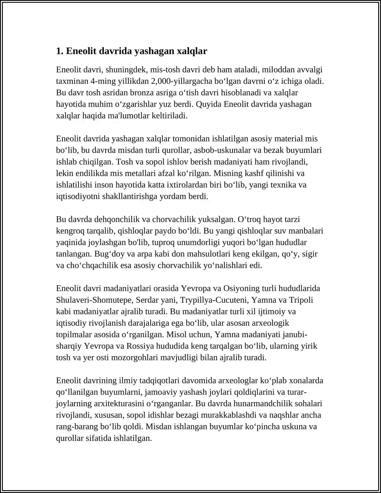 ENEOLIT DAVRI ARXEOLOGIYASI 3