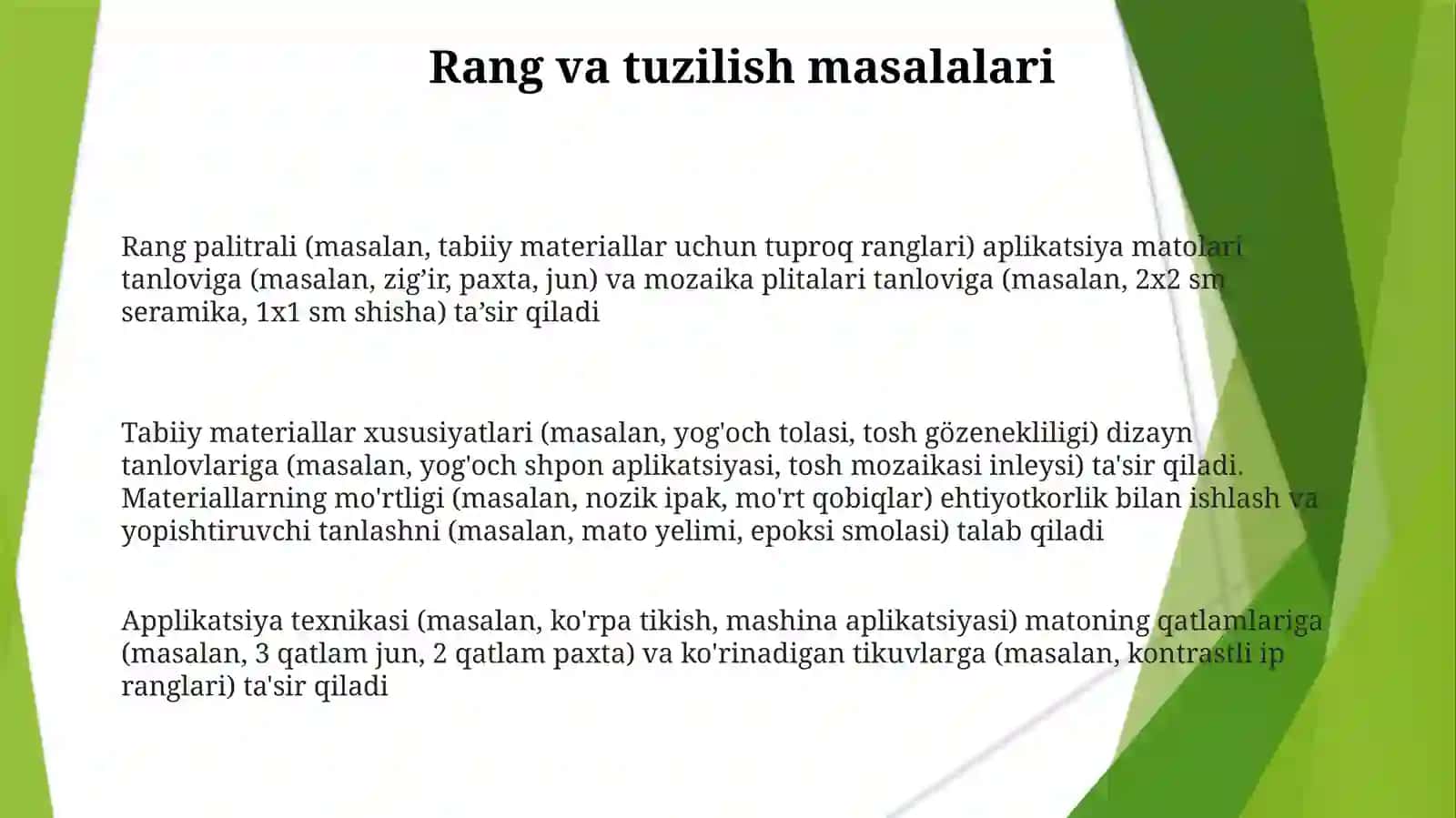 Applikatsiya va mozaika ishlarini o'rganish 3