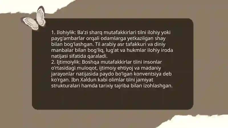 Sharq mutafakkirlarining til shakllanishiga oid qarashlari 3