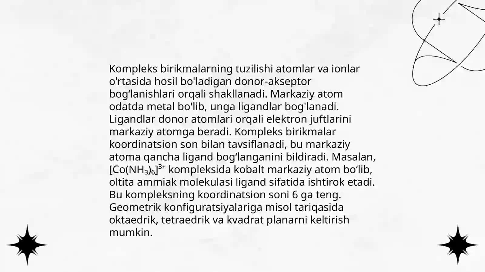 Kompleks birikmalarning tuzilishi 3