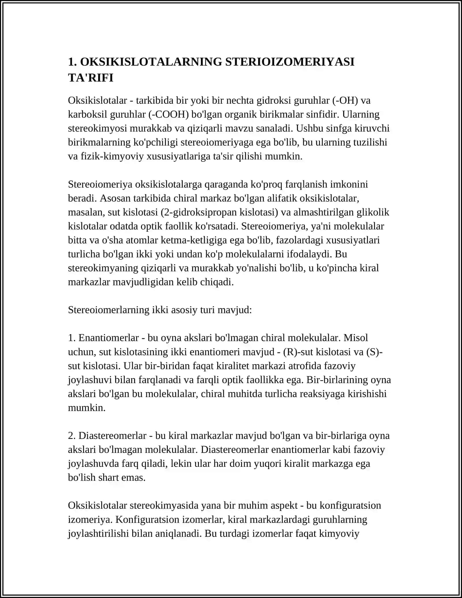 OKSIKISLOTALARNING STERIO IZOMERIYASI,OLINISH USULLARI 3