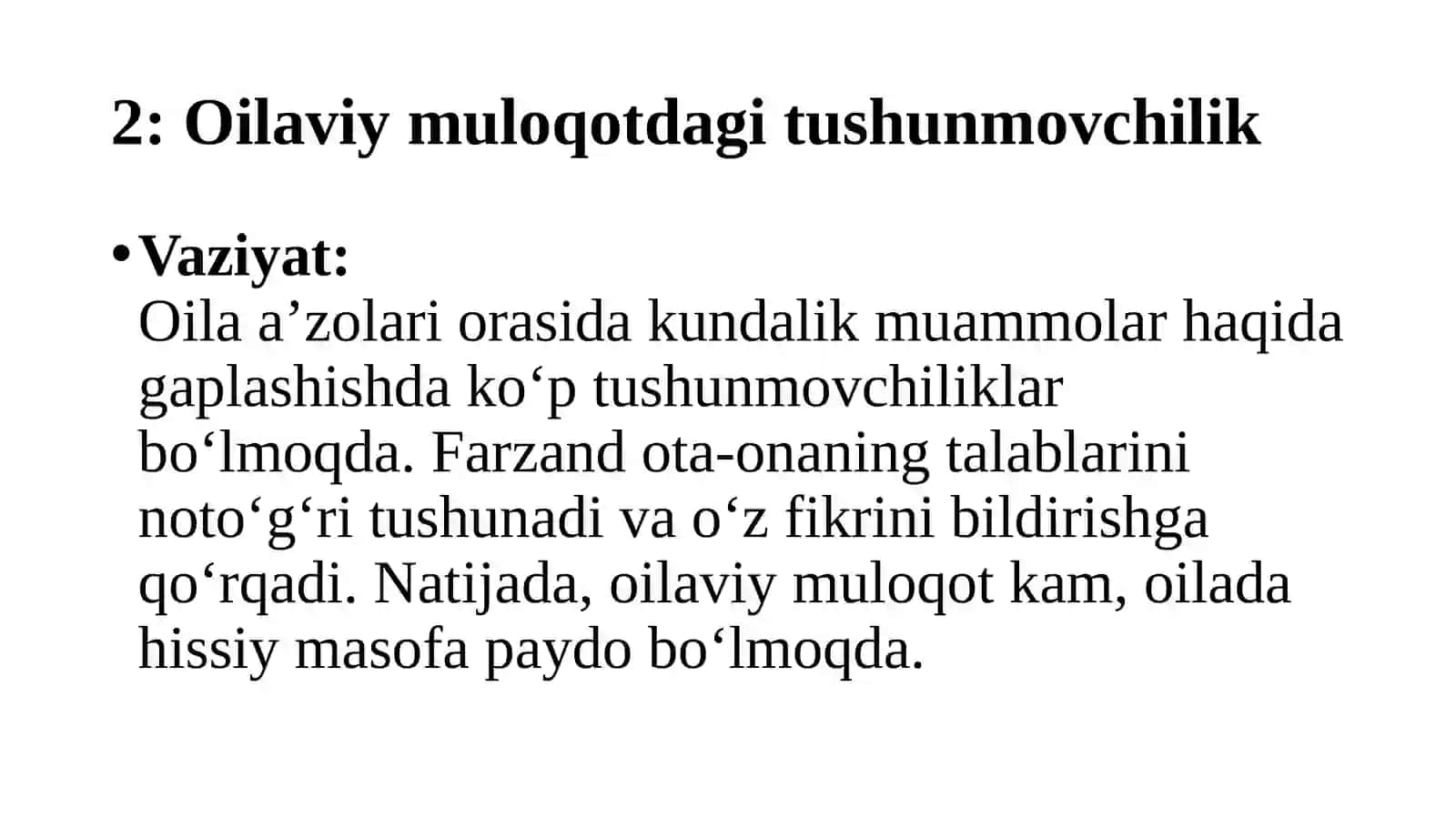 Oilaviy muloqotda tushunmovchilik 3