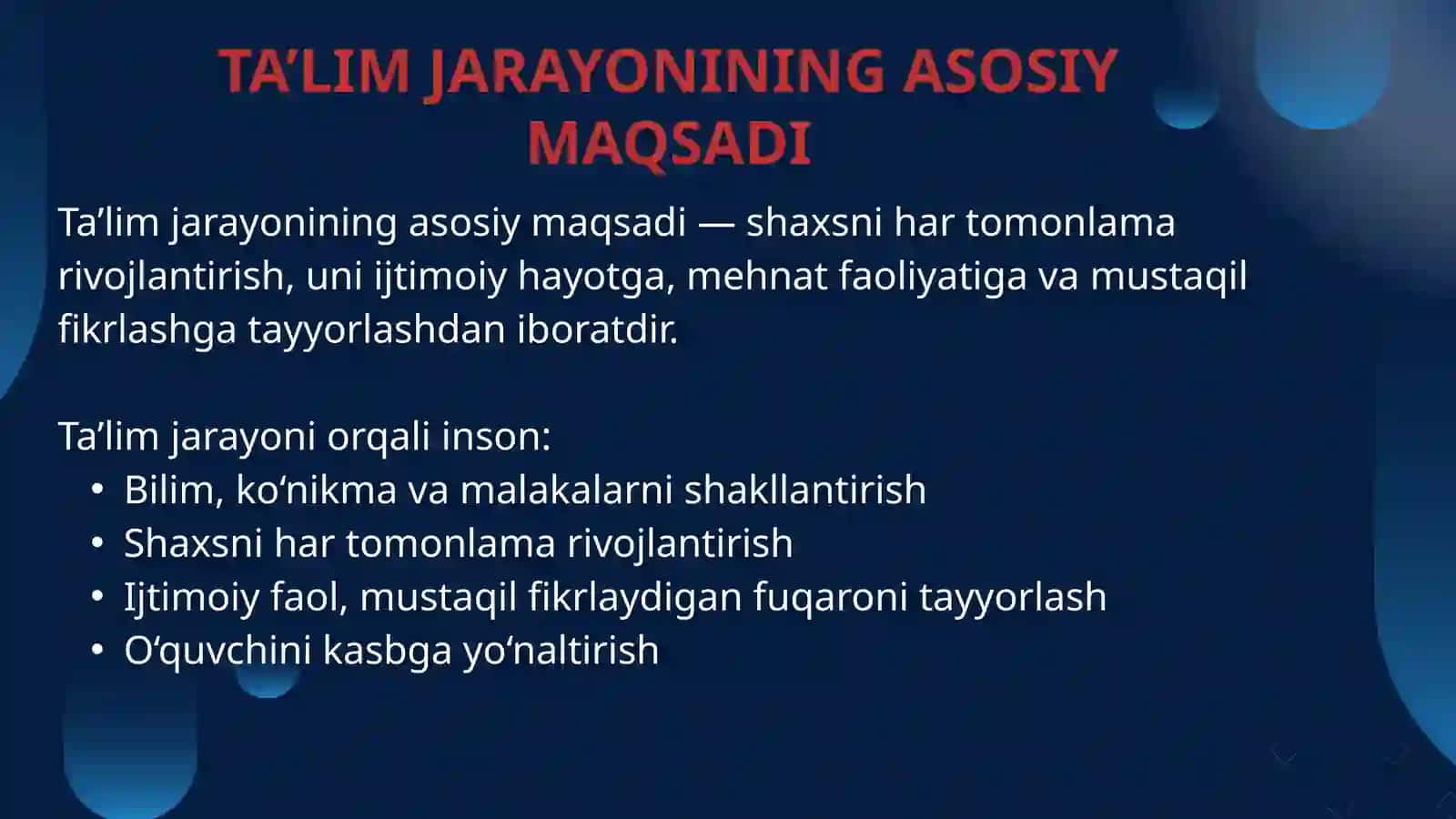 TA’LIM JARAYONINING TUZILISHI (BOSQICHLARI) 3