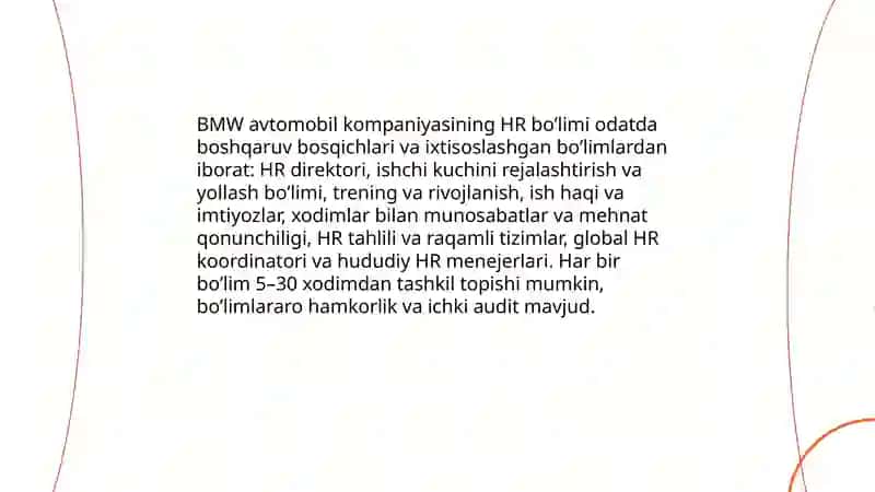 BMW avtomobil kompaniyasining HR boʼlimi 3