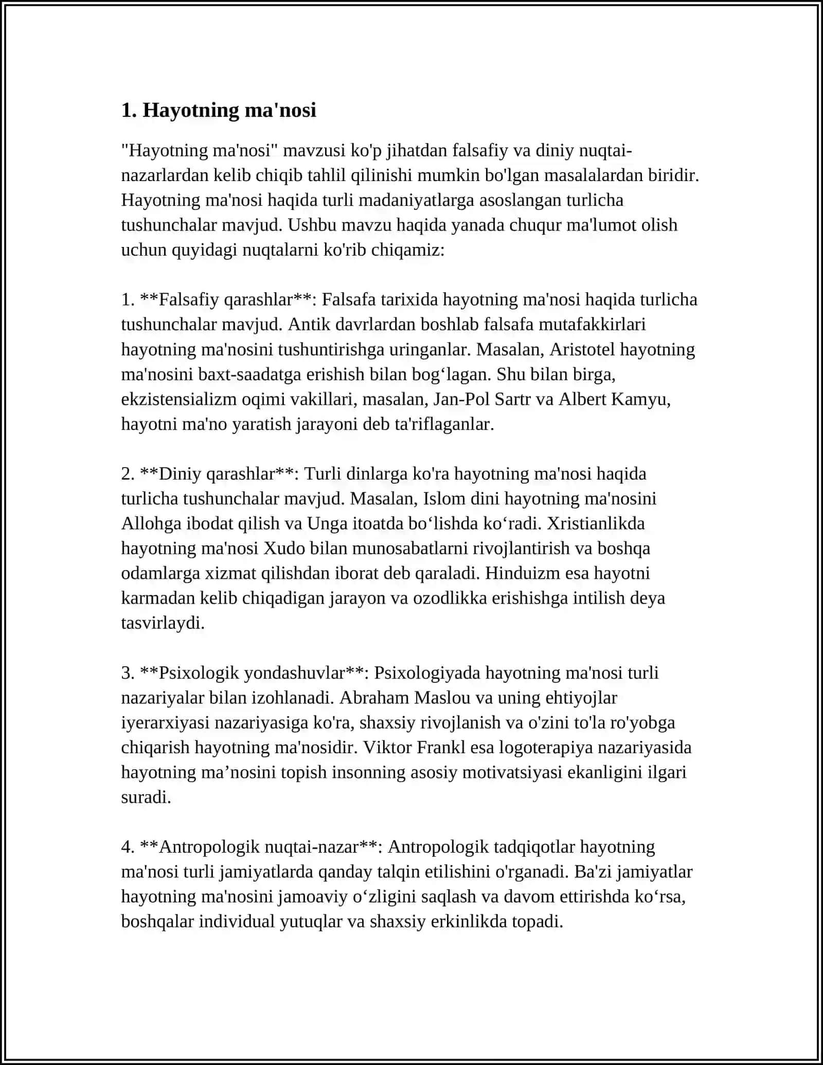 HAYOT HAQIDA REFERAT 3