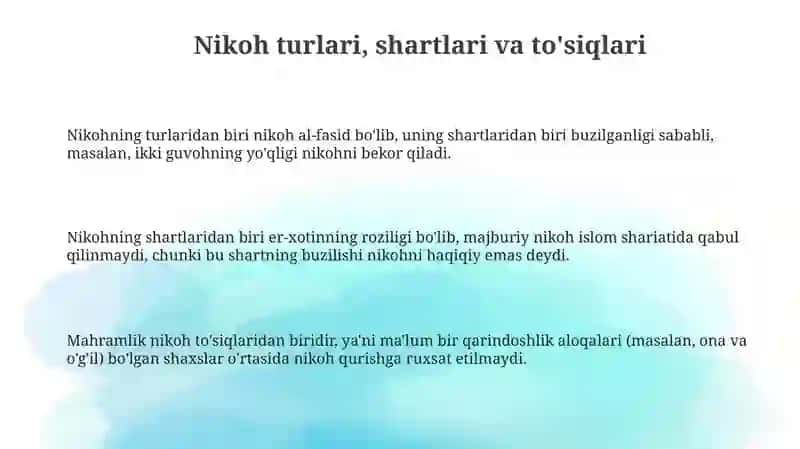 Nikoh, Talak va Ularning Turlari 3