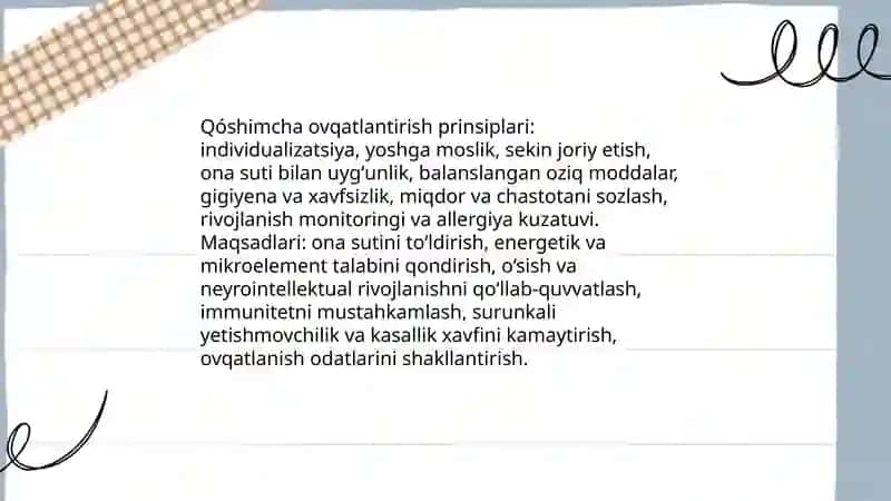 Qóshimcha ovqatlantirish prinsiplari 3