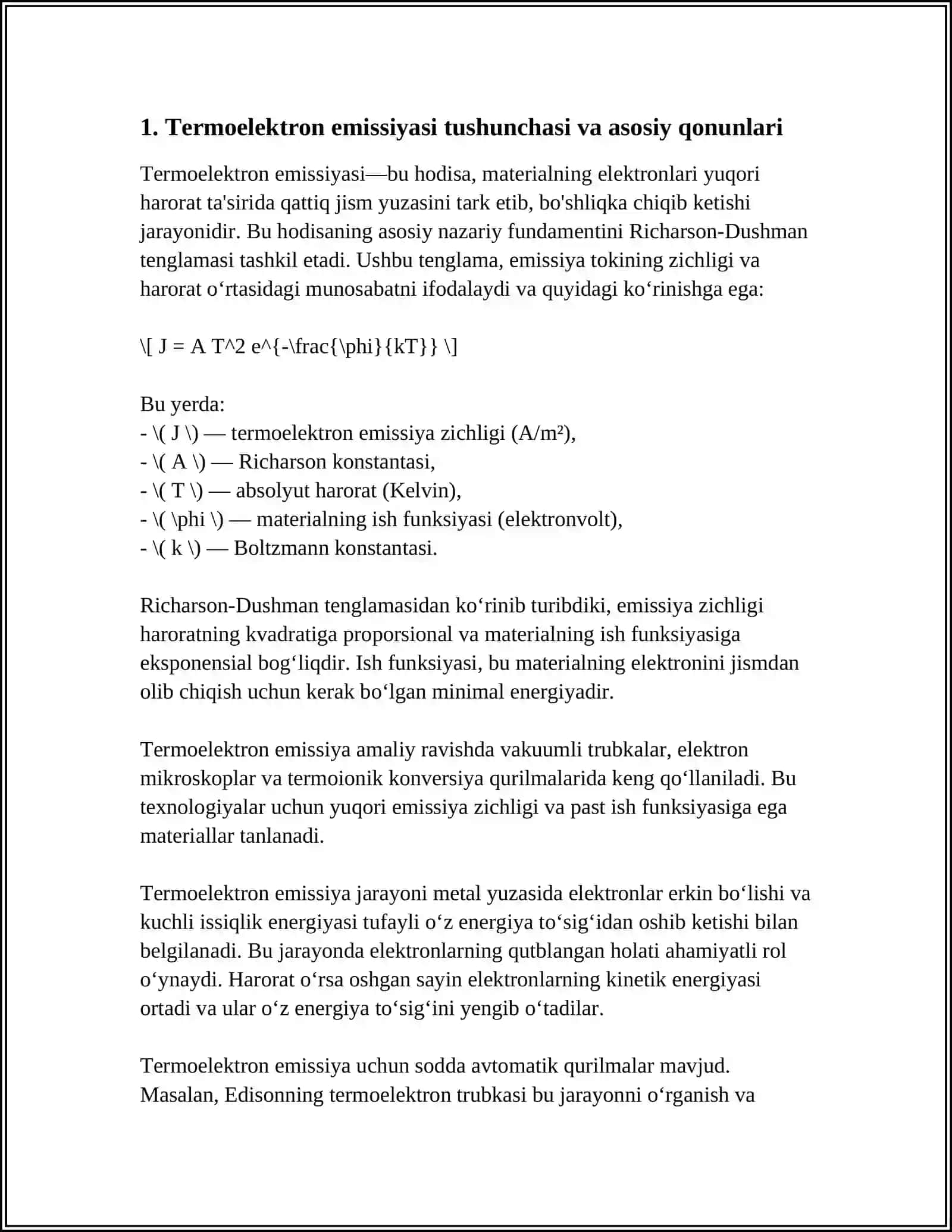 TERMO ELEKTRON EMISSIYASI HODISASI 3