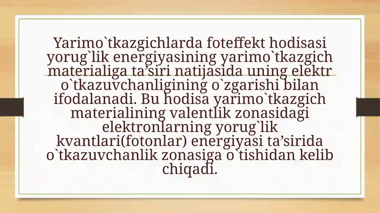 YARIMO`TKAZGICHLARDA FOTOELEKTIRIK HODISALAR 3