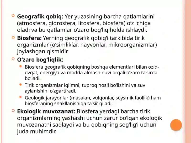 Yerning geografik qobig’i. Biosfera 3