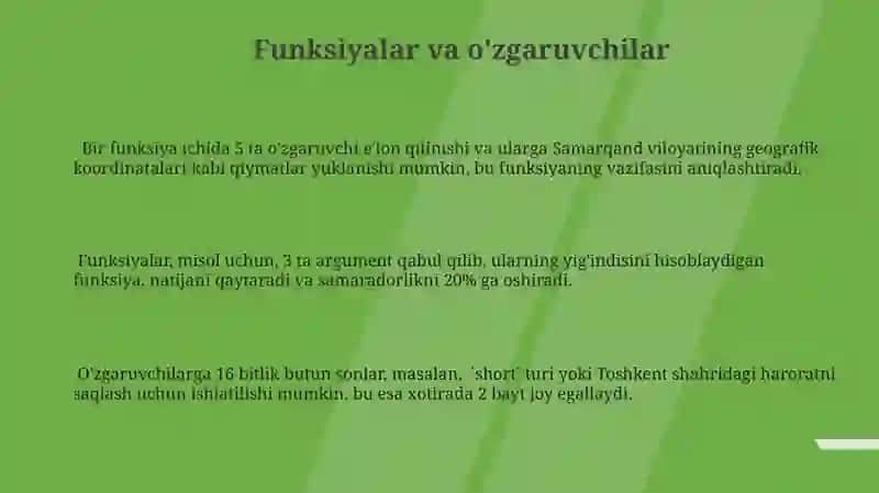 Funksiyalar va o'zgaruvchilar 3