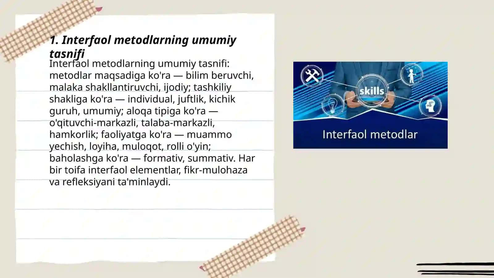 Oʻqitishda interfaol metodlar klassifikatsiyasi 3