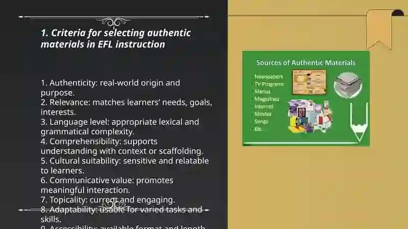 Selecting and applying authentic materials and real-world contexts in EFL instruction 3