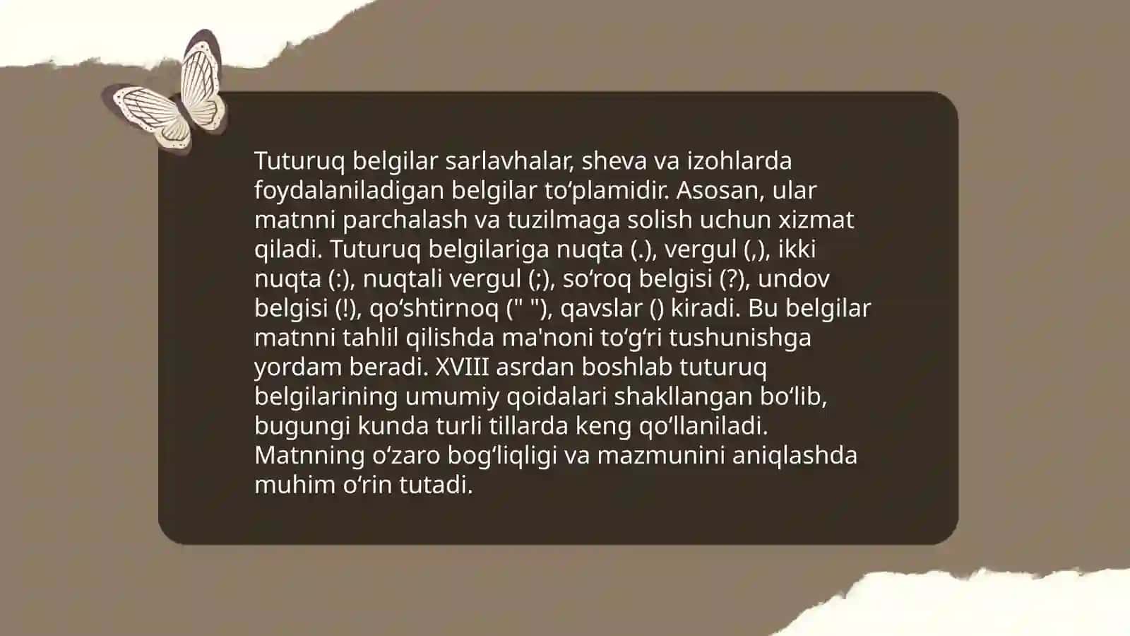 Tuturuq Belgilarining Ishlatilishi 3