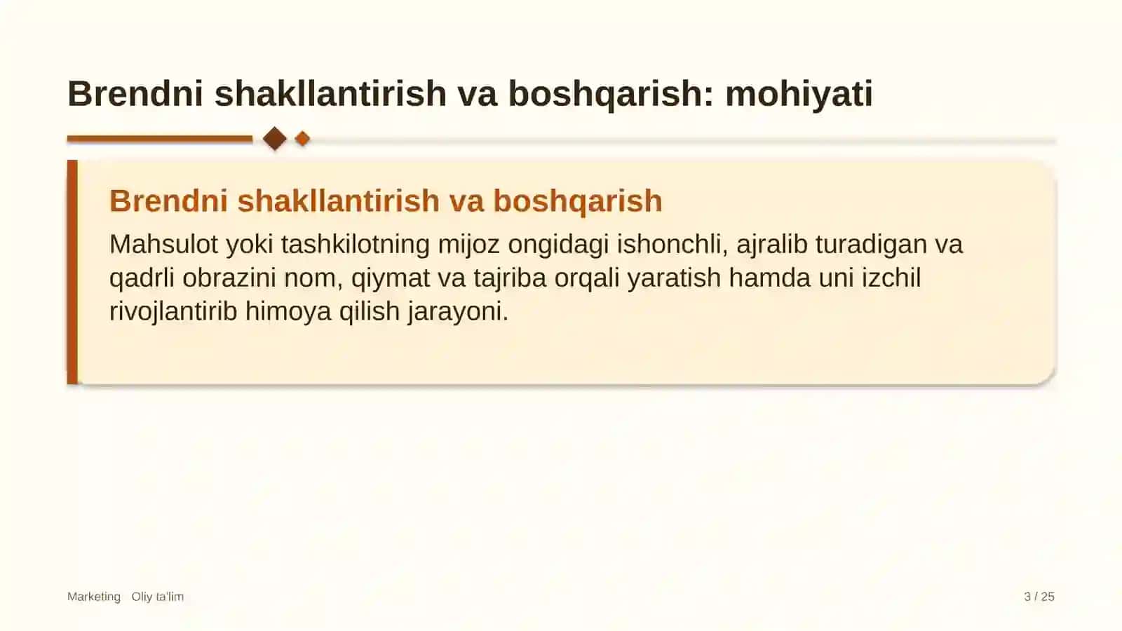 Chakana savdoda brendni shakllantirish va boshqarish 3