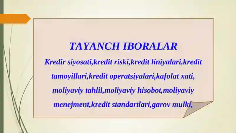 Tijorat banklarining kredit siyosati 3