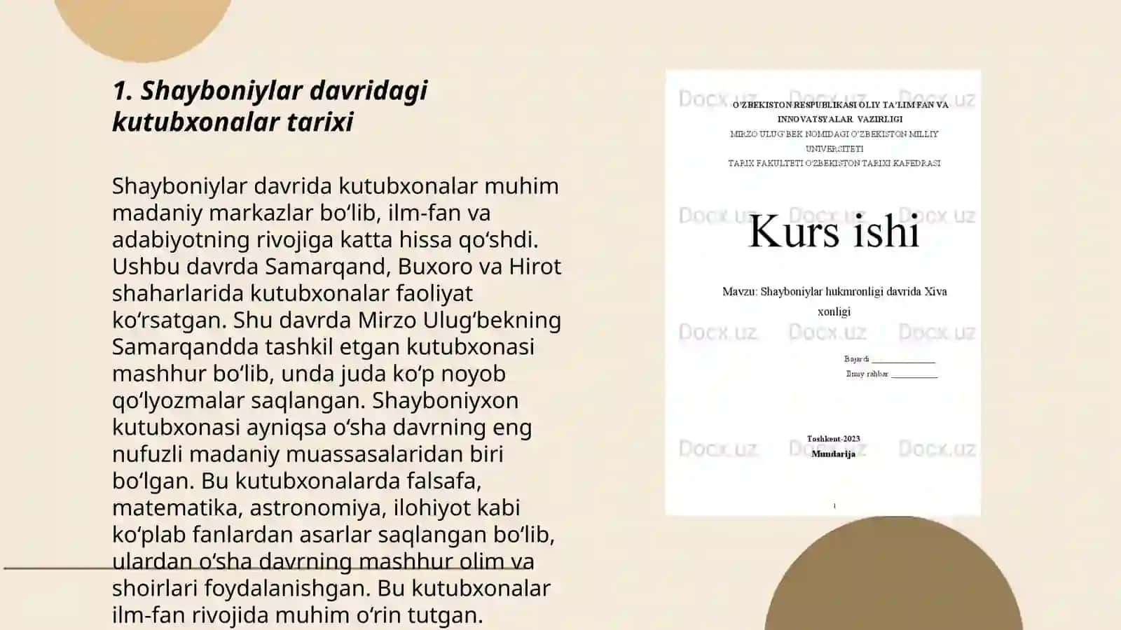 Shayboniylar hukmronligi davrida kutubxonalar 3