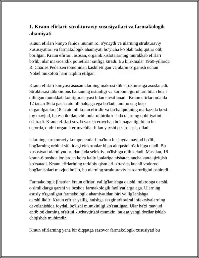 Kraun efirlari - dorivositalari sifatida 3