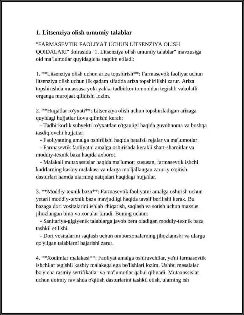FARMASEVTIK FAOLIYAT UCHUN LITSENZIYA OLISH QOIDALARI 3