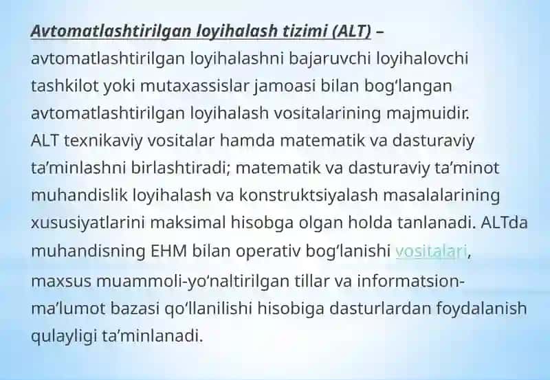 Avtomatlashtirilgan loyihalashtizimlari 3