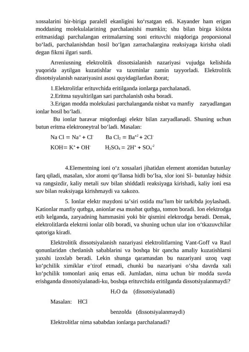ELEKTROLIT ERITMALAR. TUZLARNING GIDROLIZI 3