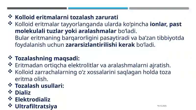 Kolloideritmalarni tozalash usullari 3