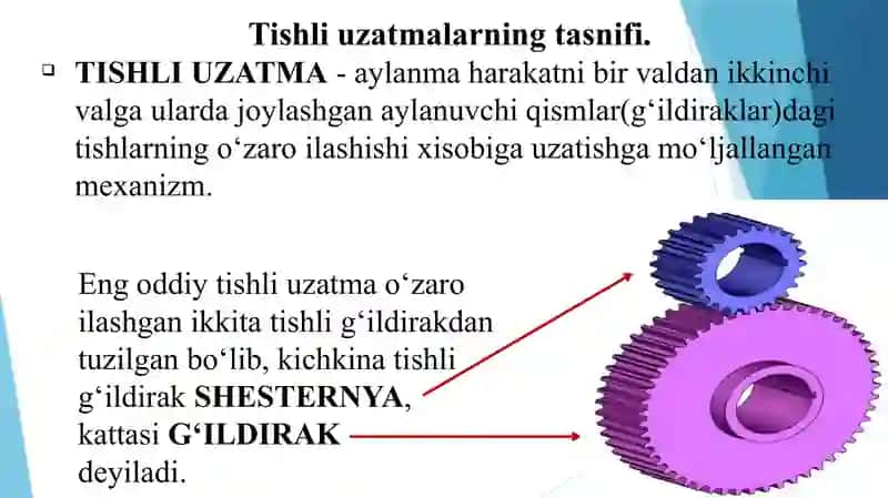 Tishli uzatmalar haqida umumiy tushunchalar 3