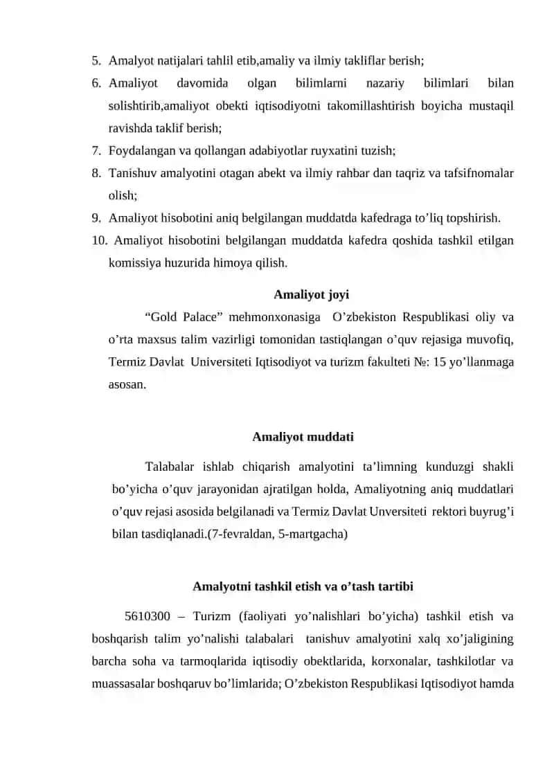 Malakaviy amaliyot bo’yicha Hisobot 3