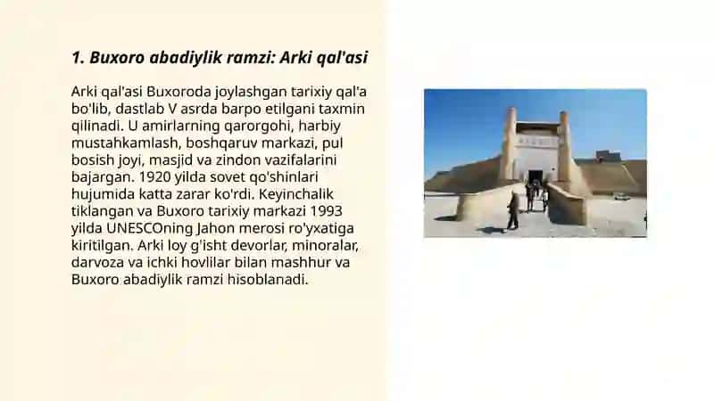 Buxoro abadiylik ramzi: Arki qal'asi 3