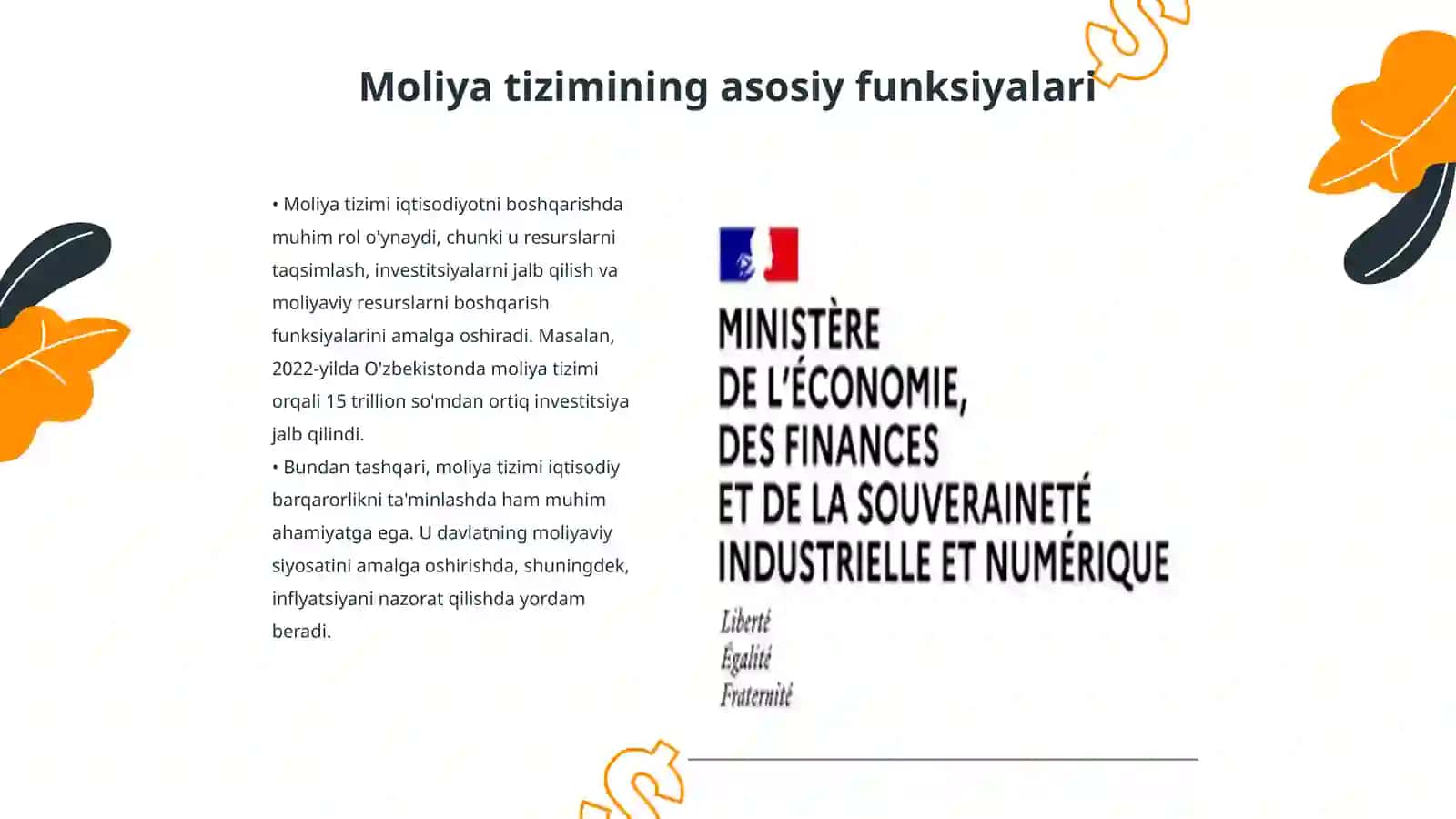 Moliya tizimining iqtisodiyotdagi o'rni va moliyaviy siyosatning samaradorligi 3