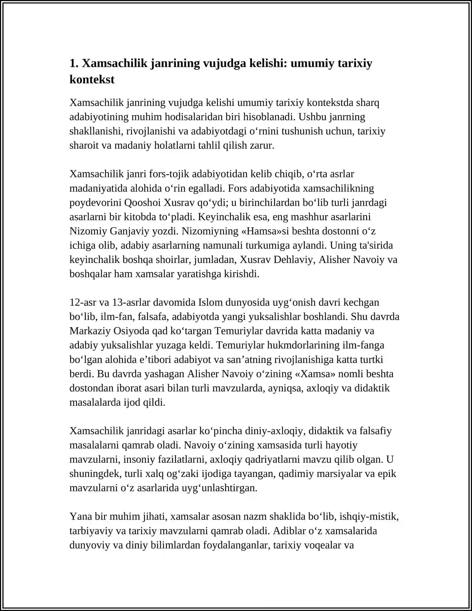 Xamsachilik janrining vujudga kelishi 3