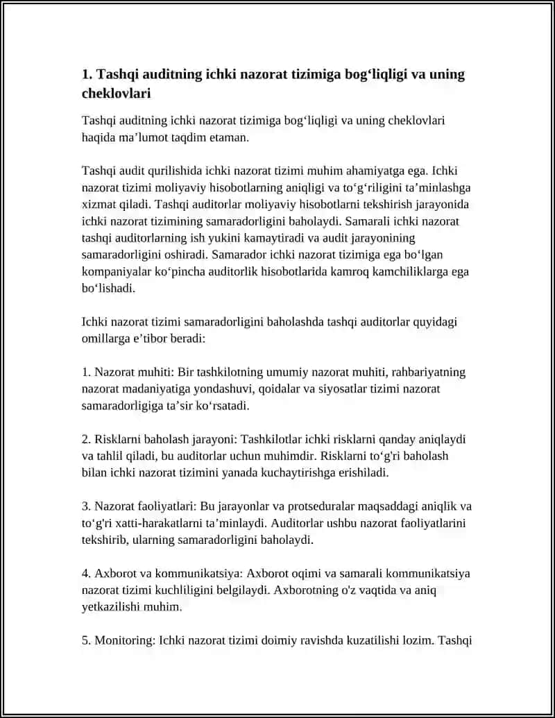 TASHQI AUDITNING CHEKLOVLARINI TAVSIFLANG 3