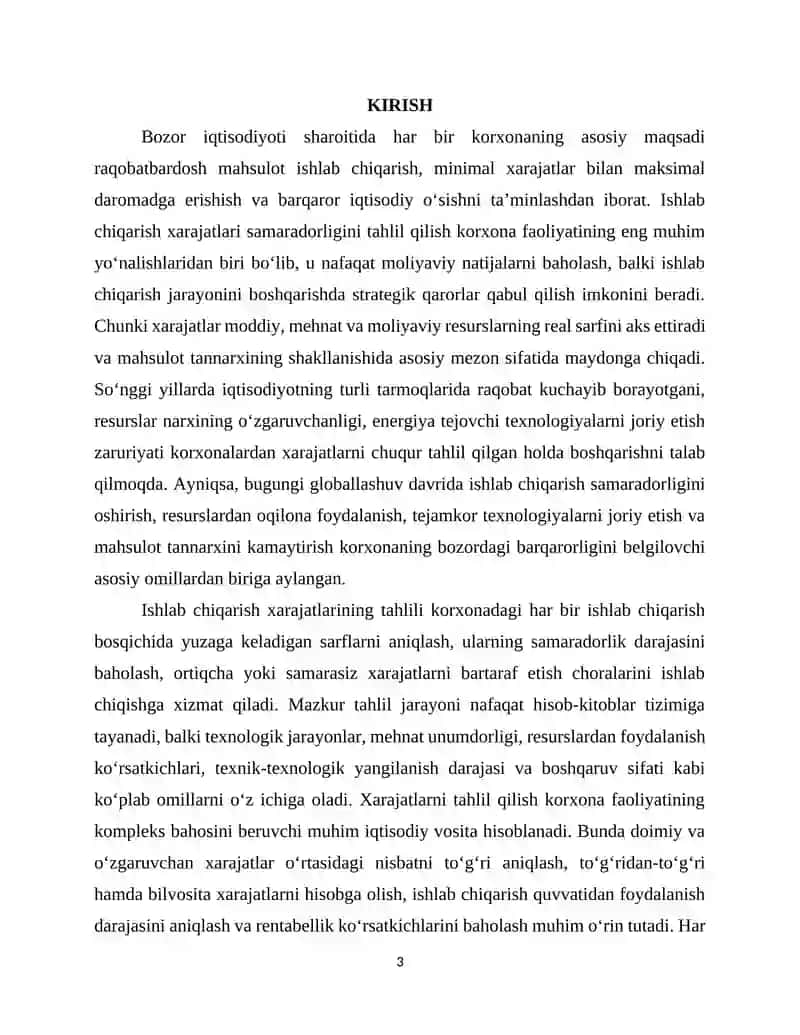 Ishlab chiqarish xarajatlari samaradorligining tahlili 3