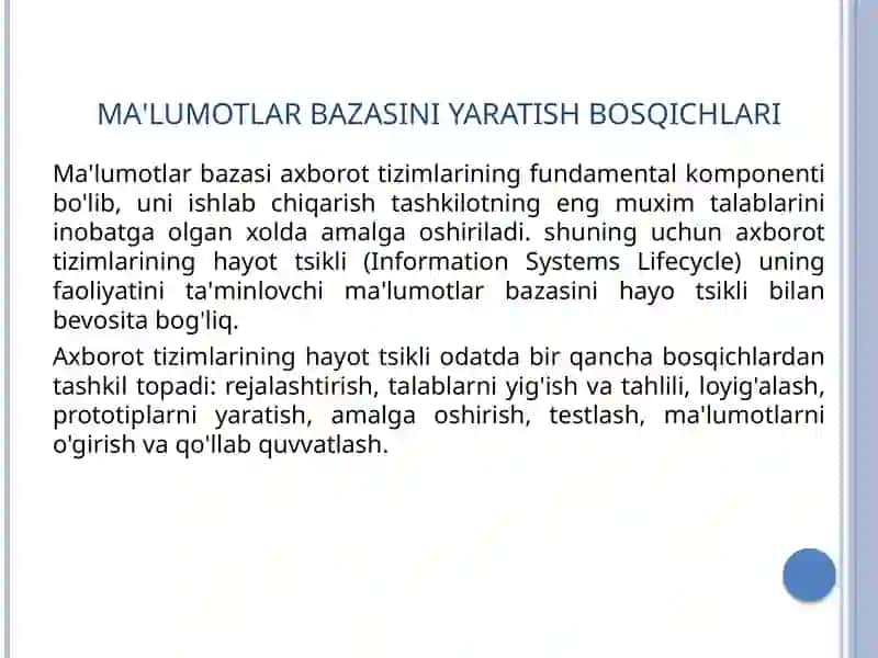 Ma'lumotlar bazasini loyixalash 3