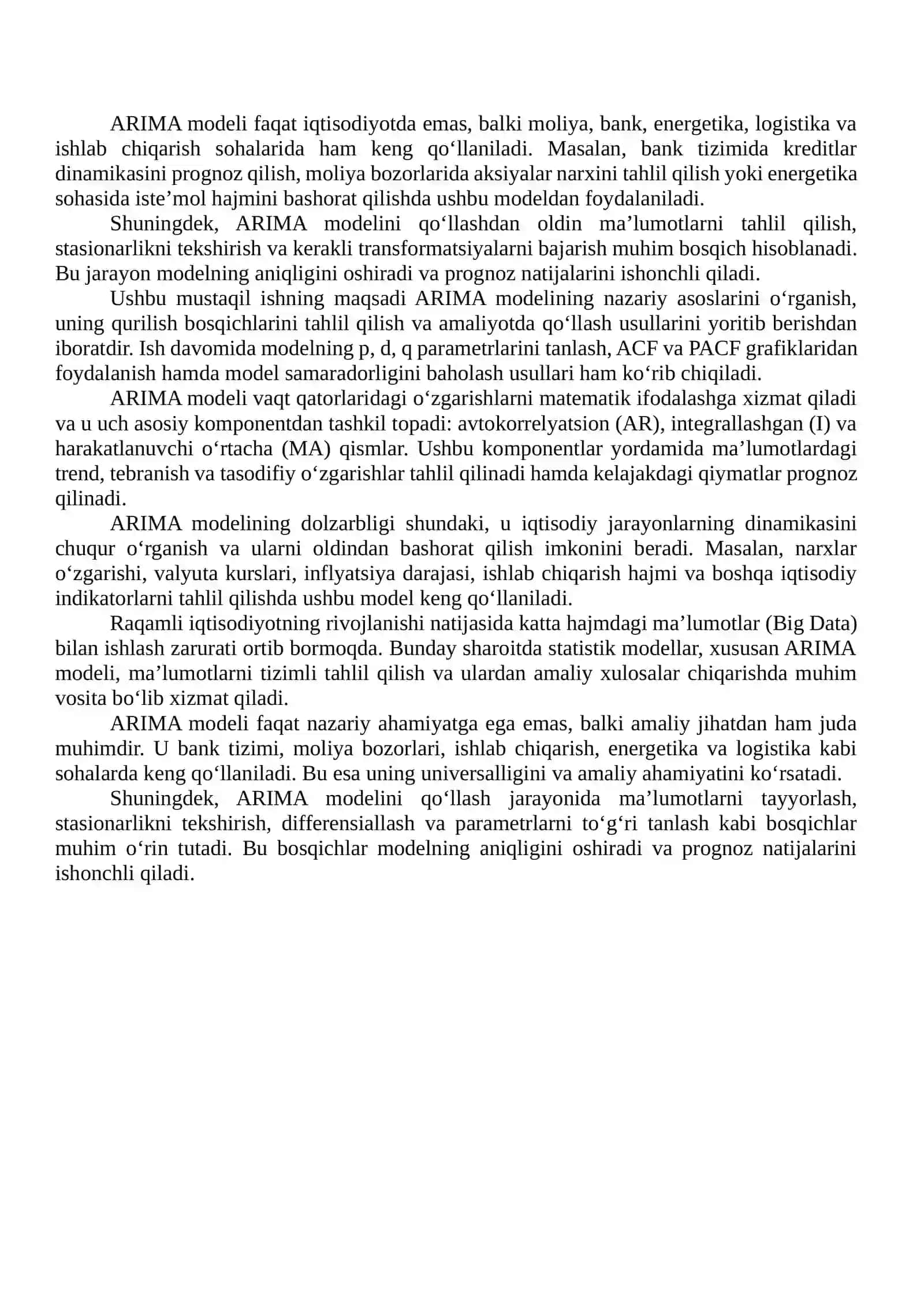 ARIMA modellari va ularni amaliyotda qo‘llash uslublari 3
