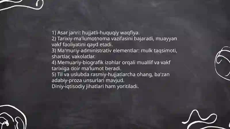 Alisher Navoiyning vaqfiya asarining tasnifi 3