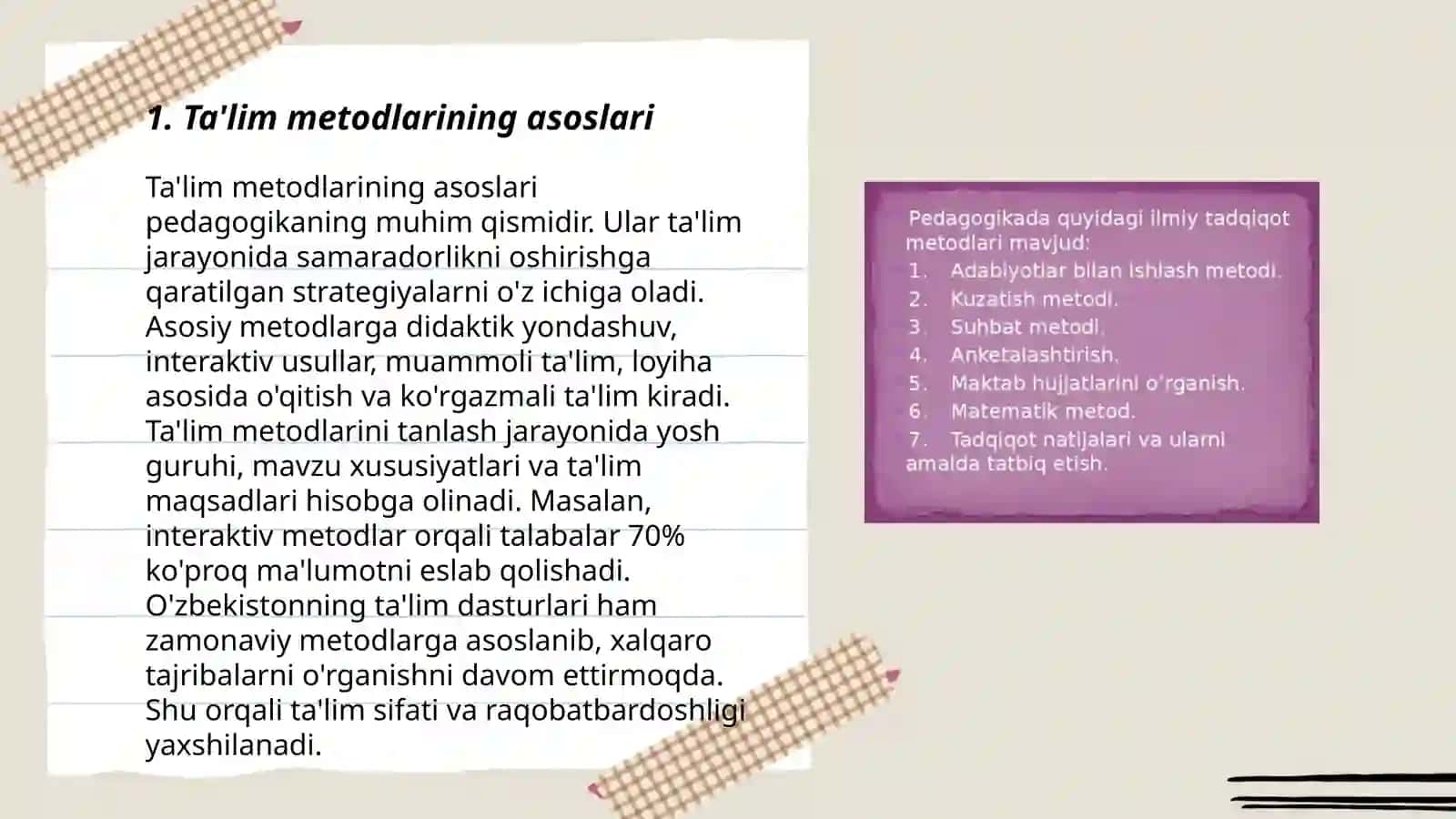 Ta'lim metodlarining asoslari 3