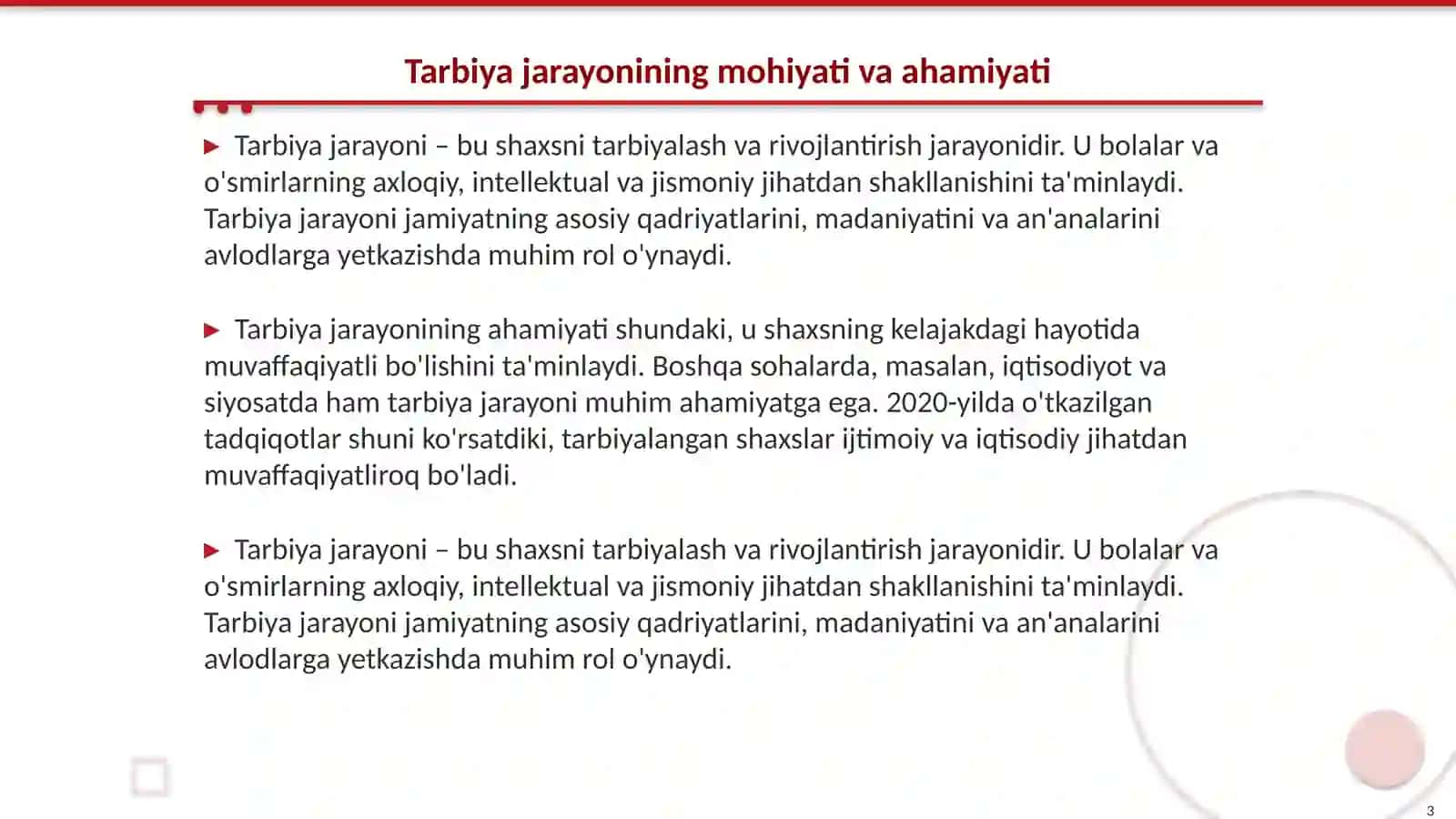 Tarbiya jarayonining qonuniyatlari 3