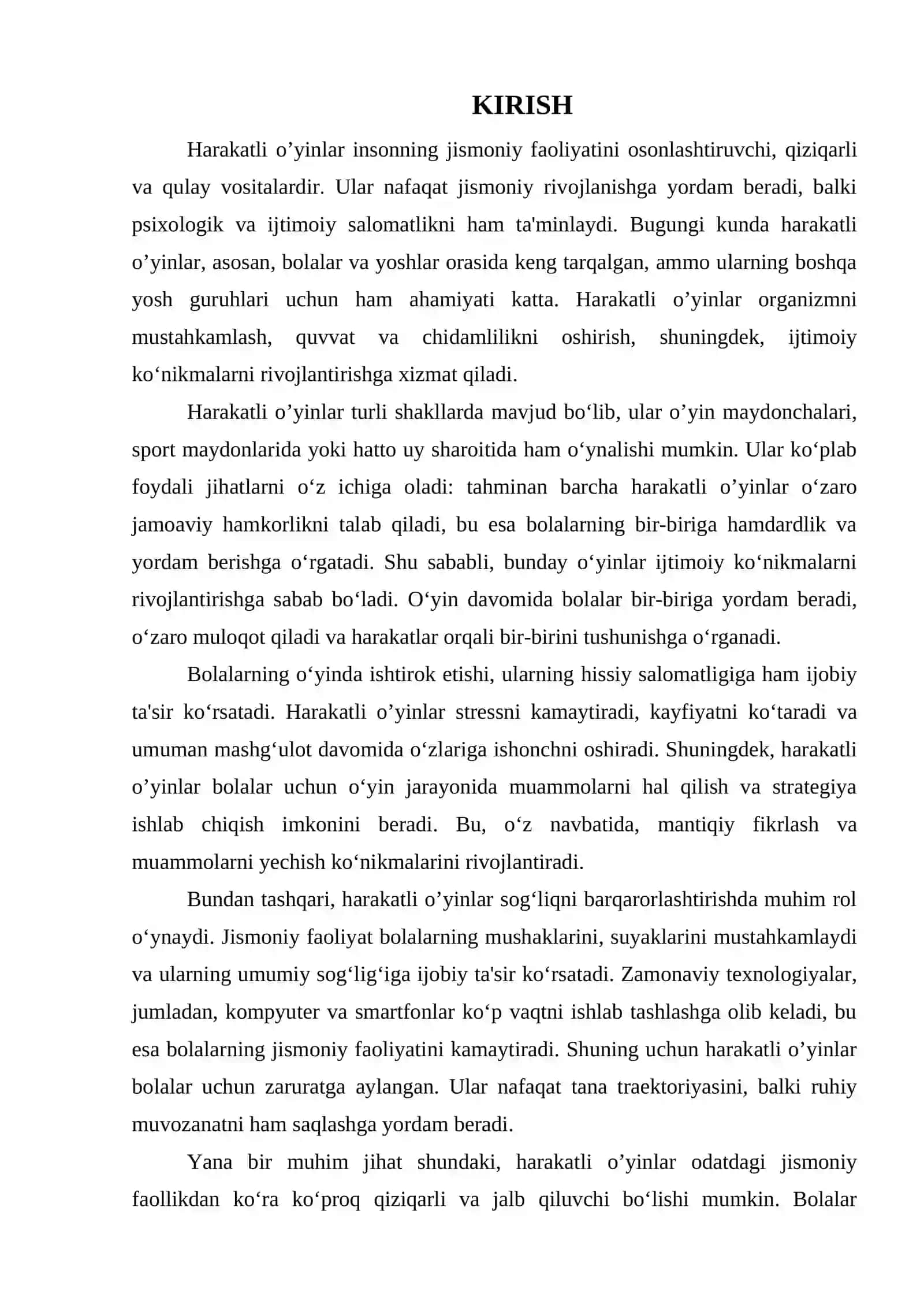HARAKATLI O’YINLAR 3