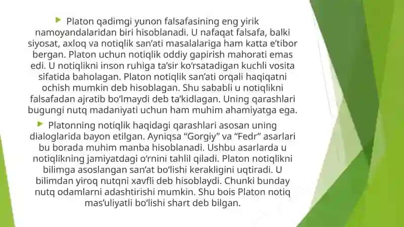 Platonning notiqlik san'ati haqidagi qarashlari 3