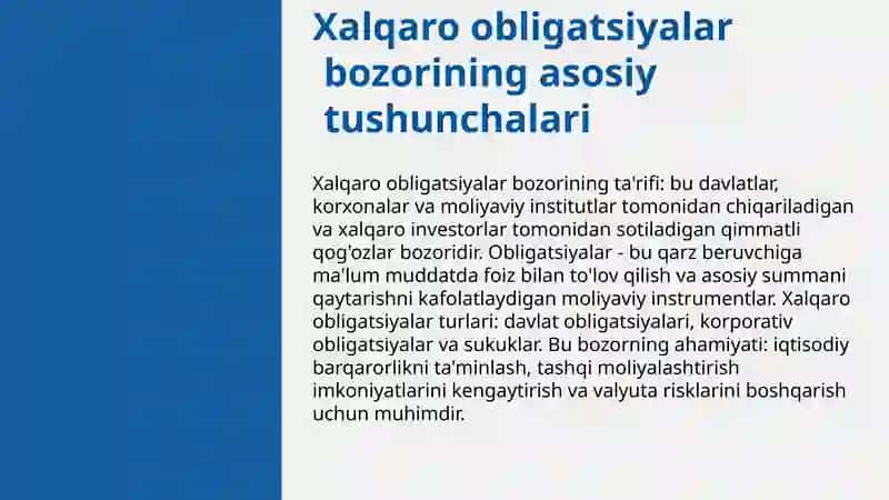 Xalqaro obligatsiyalar bozori va uning rivojlanishi 3